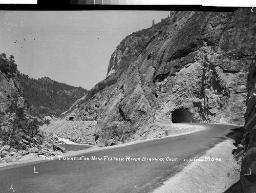 "Two Tunnels" on New-Feather River Highway, Calif