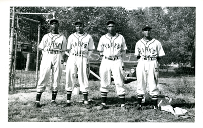 Oakland Larks players (left-right) unidentified player, Milton Pool, Johnny Allen, Winston Arthur