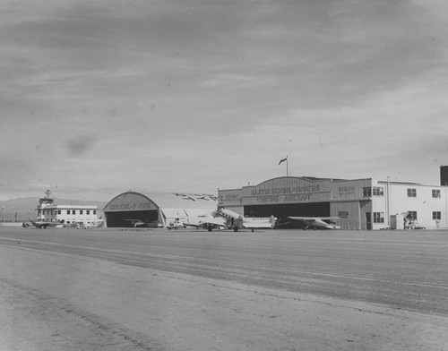 Hangars from the Martin School of Aviation, Orange County Airport, southeast of Santa Ana