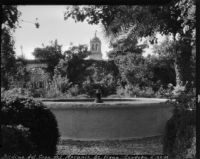 Gardens at Palacio de la Casa de Viana, view of a fountain, Córdoba, Spain, 1929