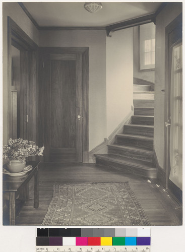 Rice Residence, interior view of entrance hall, San Francisco, c. 1918
