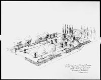 Base plan for a formal garden for Fox Movietone Studio, Westwood