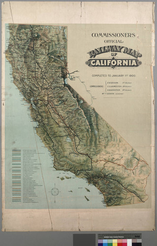 Commisioners' official railway map of California, completed to January 1st, 1900