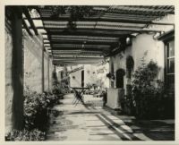 Allied Arts Guild of California, view of pergola-covered terrace, Menlo Park, 1932